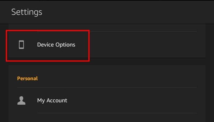Settings Device Options