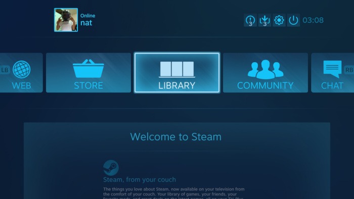 Steam Vs Epic Steam Epic Big Picture Mode Interface