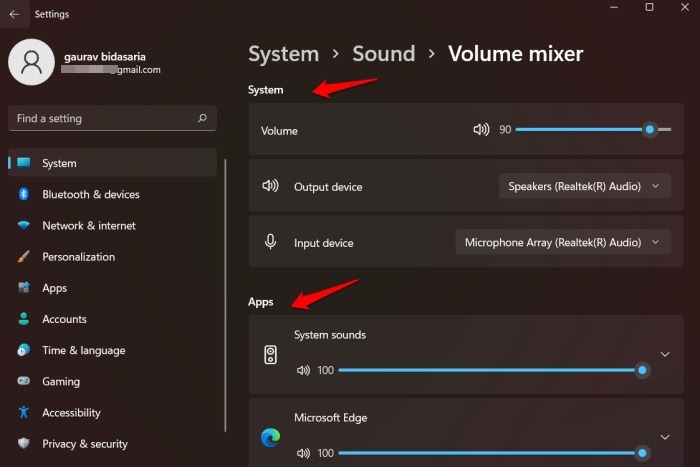 Windows 11 Volume Mixer Menu
