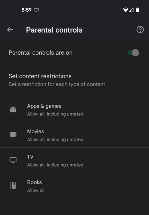 Android Parental Controls Google Play Controls