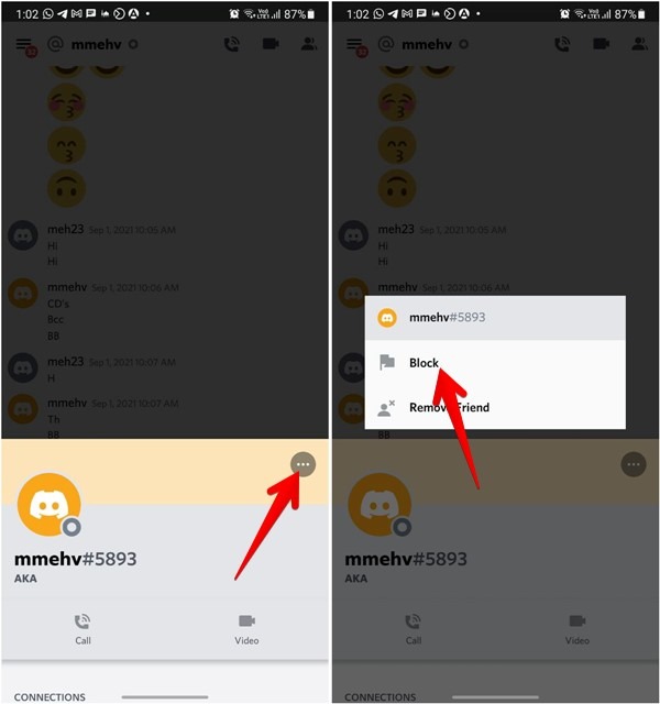 Block Someone Discord Mobile User