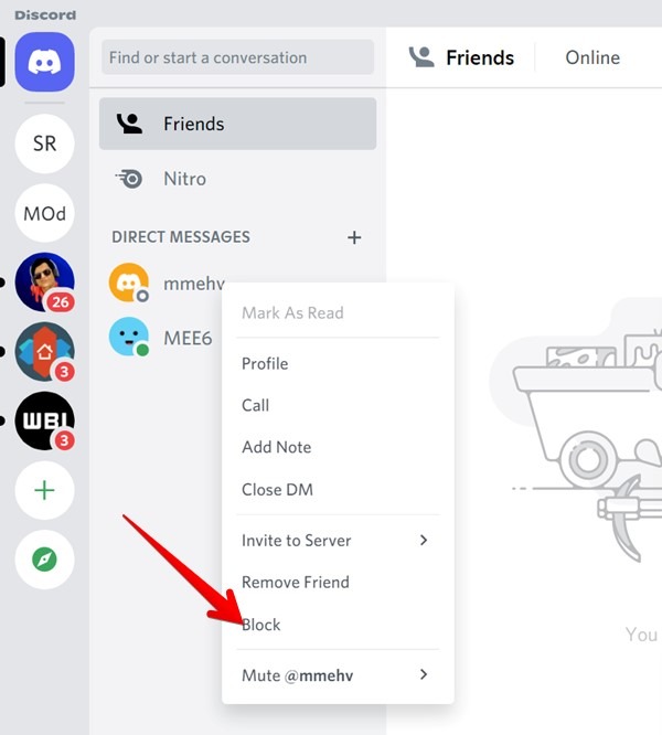 Block Someone Discord