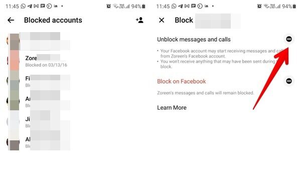 Block Someone Facebook Messenger Mobile Unblock
