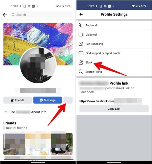 Block Someone Facebook Mobile App
