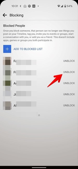 Block Someone Facebook Mobile Unblock