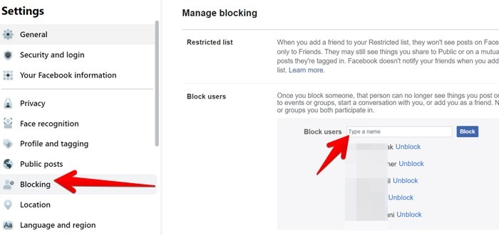 Block Someone Facebook Pc List