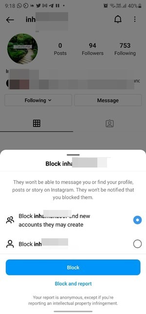 Block Someone Instagram Account