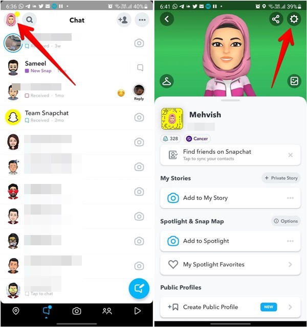 Block Someone Snapchat Settings