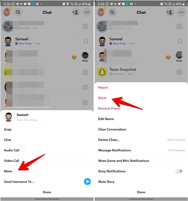Block Someone Snapchat User