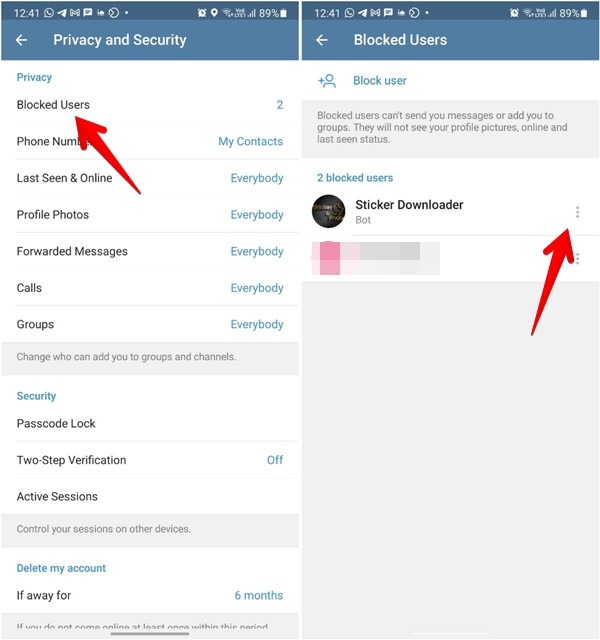 Block Someone Telegram Mobile Unblock