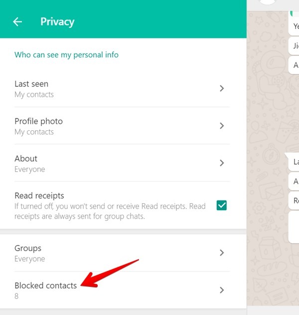 Block Someone Whatsapp Pc Blocked Contacts