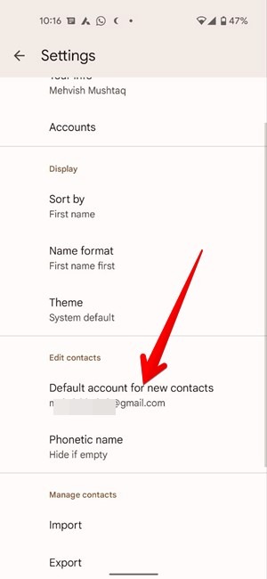 Default Contact Storage Location Google Contacts Change