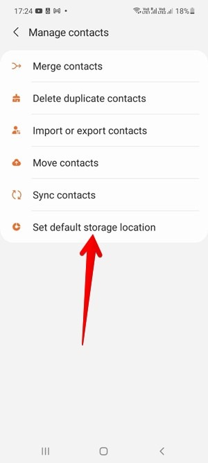 Default Contact Storage Location Samsung Default