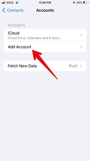 Default Contact Storage Location Iphone Add Account