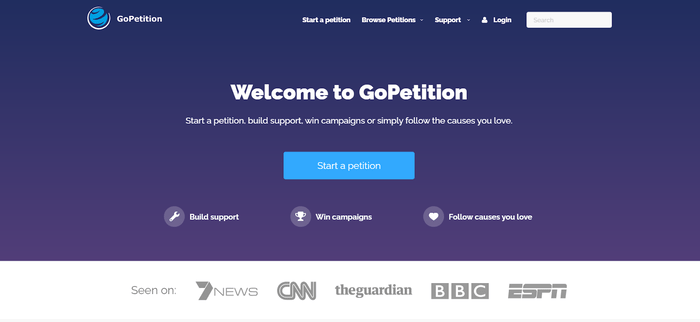 Gopetition Homepage