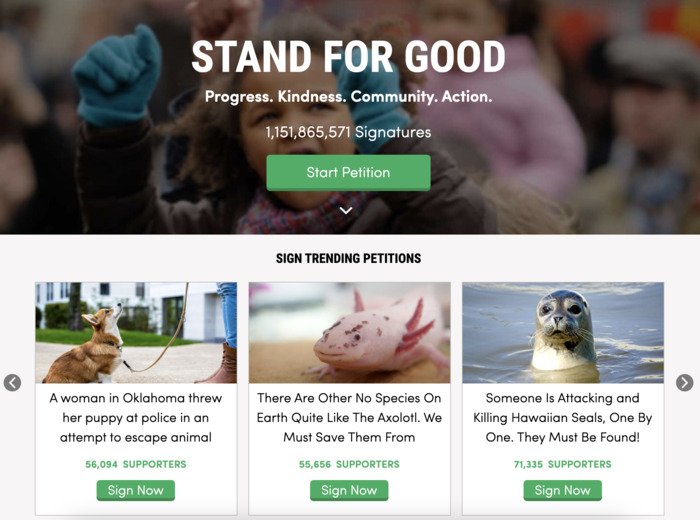 Petition Site Homepage