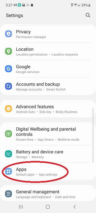 Snapchat Apps Settings Screen
