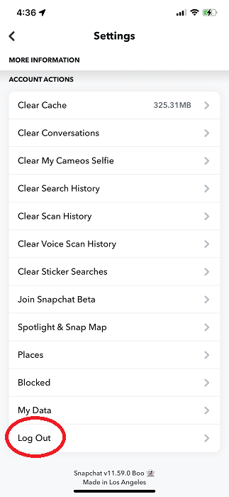 Snapchat Logout Screen