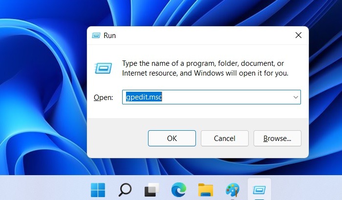 Typing "gpedit.msc" in Run window.