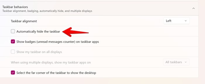 Windows 11 Taskbar Hide Automatically