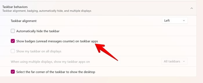 Windows 11 Taskbar Notification Badges