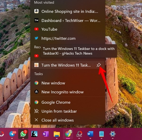 Windows 11 Taskbar Pin Webpages Browser Menu