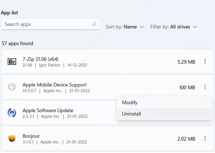 Windows Uninstall Immediately Apple Software