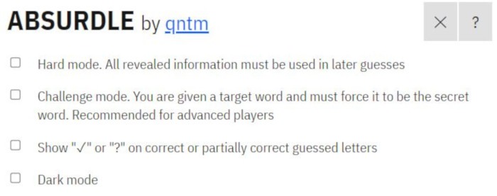 Wordle Games Absurdle Settings