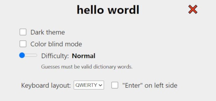 Wordle Games Hello Wordl Settings