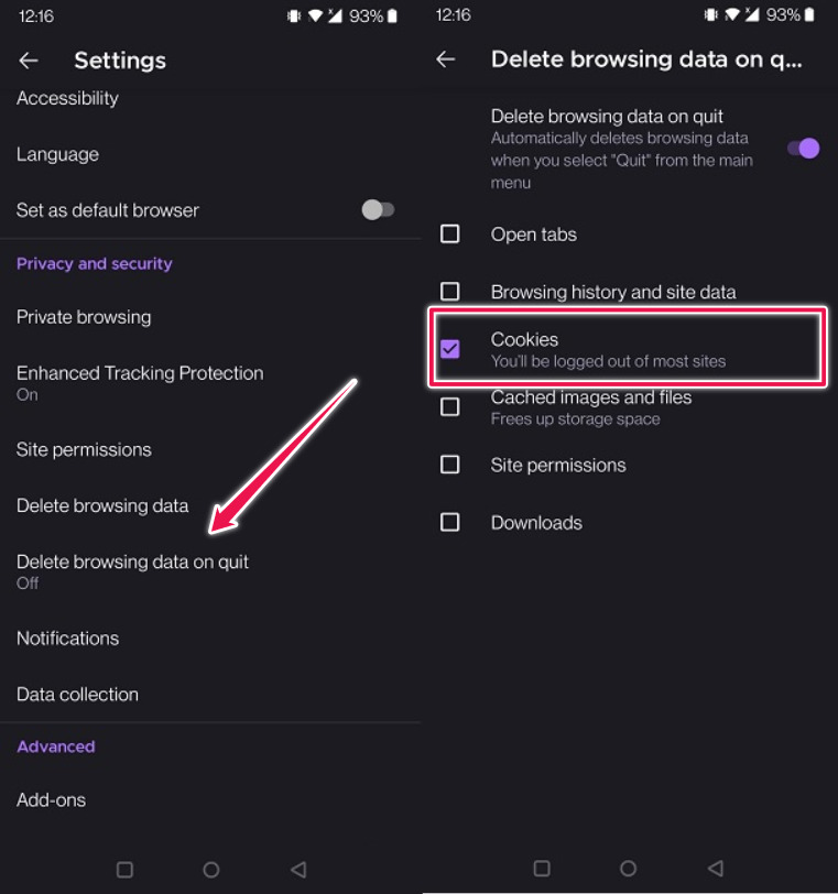 Auto Log Out Google Firefox Mobile Delete Data On Quit