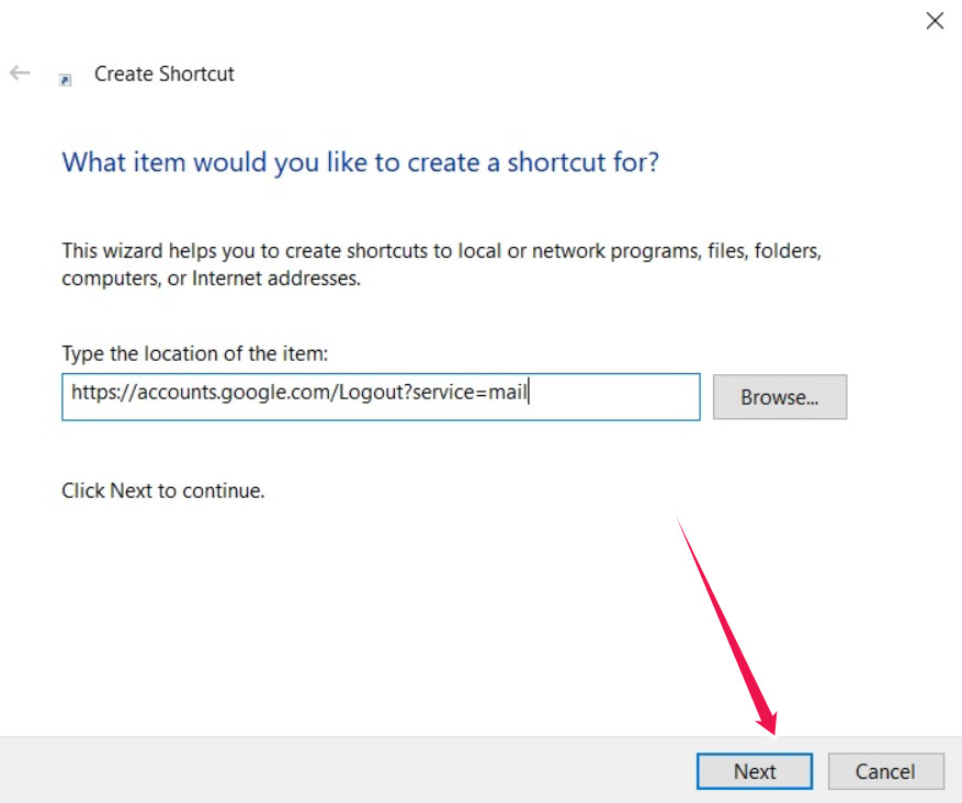 Auto Log Out Google New Shortcut Add Url