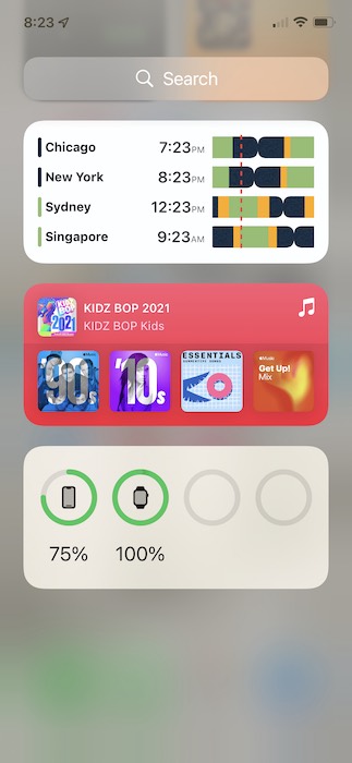Example of customizing the widget in World Time Clock Widget