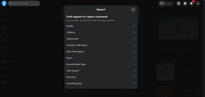 Delete Facebook Comments Desktop Report Screen