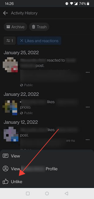 Delete Facebook Comments Mobile Activity Log Unlike