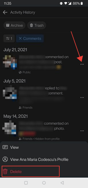 Delete Facebook Comments Mobile Delete Multiple Comments