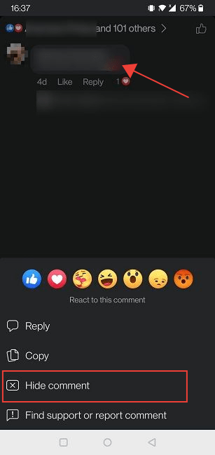 Delete Facebook Comments Mobile Hide Comment