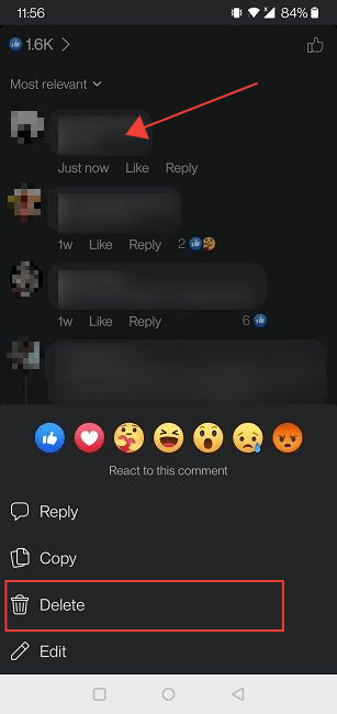 Delete Facebook Comments Mobile Personal