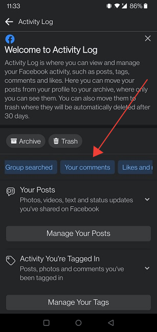 Delete Facebook Comments Mobile Your Comments