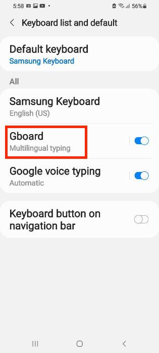 Enabling Gboard From Keyboard Settings