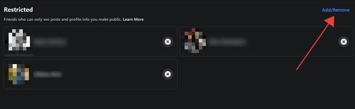 Facebook Restricted List Desktop Add Remove