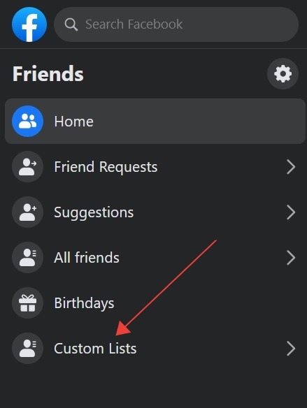 Facebook Restricted List Desktop Custom Lists