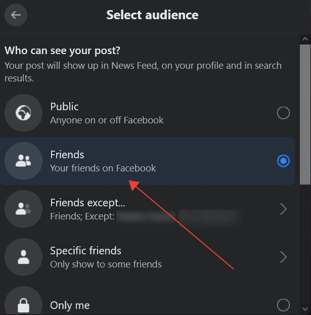 Facebook Restricted List Desktop Friends Audience