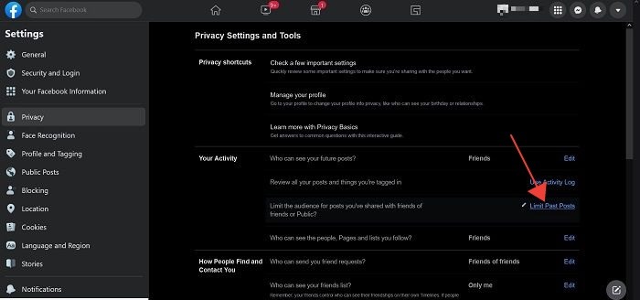 Facebook Restricted List Desktop Limit Past Posts