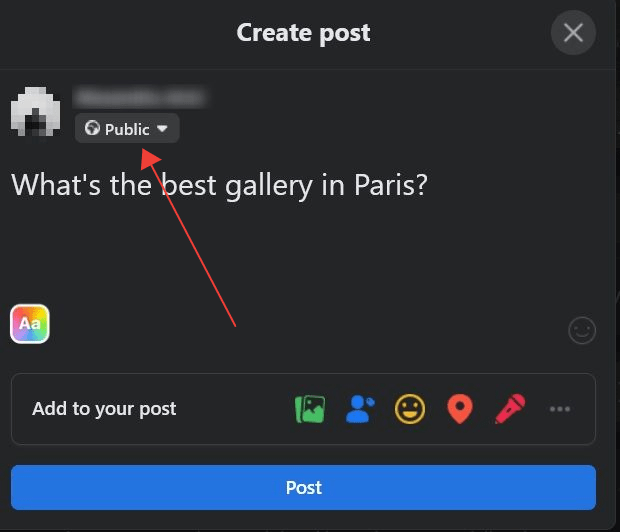 Facebook Restricted List Desktop New Post Window
