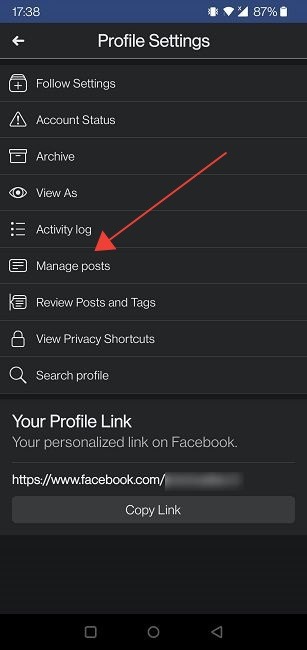 Facebook Restricted List Mobile Manage Posts