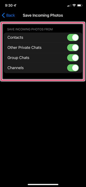 Fix Telegram Not Saving Photos Ios Toggle Options On