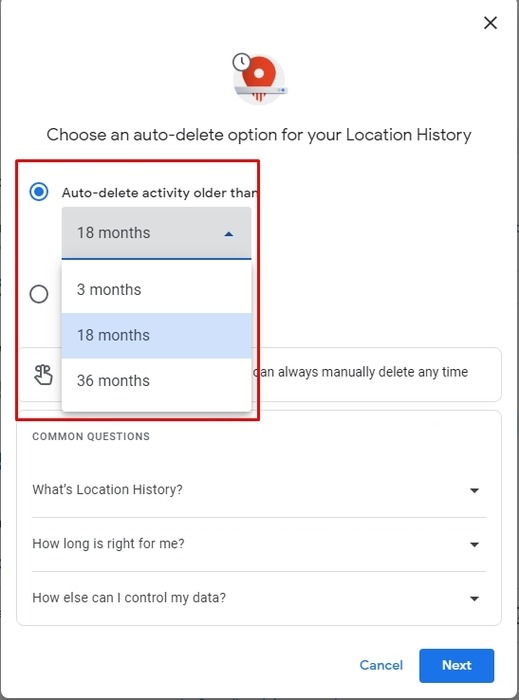 Google Auto Delete History
