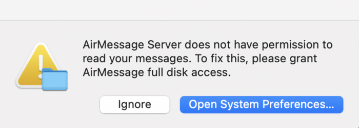 Imessage Airmessage Permission
