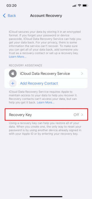 Iphone Privacy Features Recovery Key