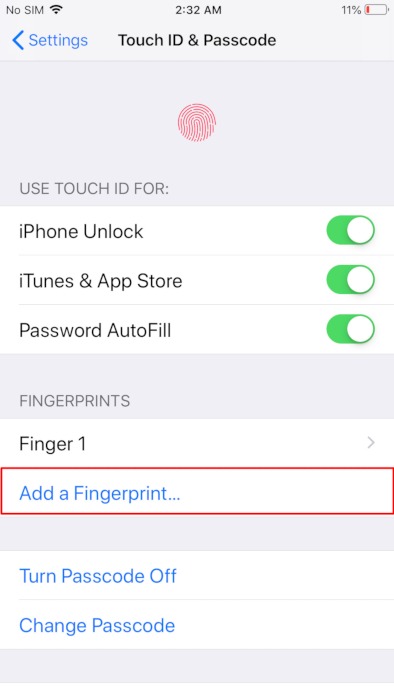 Iphone Privacy Features Settings Add Fingerprint
